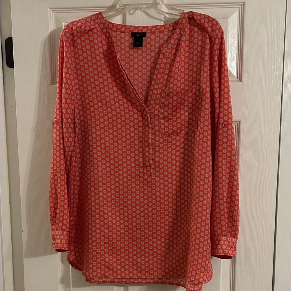 Ann Taylor Orange Patterned Blouse